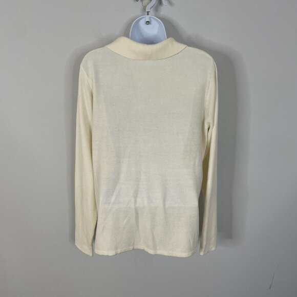 Vintage Luxe 360 Womens Quarter Zip Sweater SOFT XL Ivory Long Sleeve Pullover - Picture 6 of 10